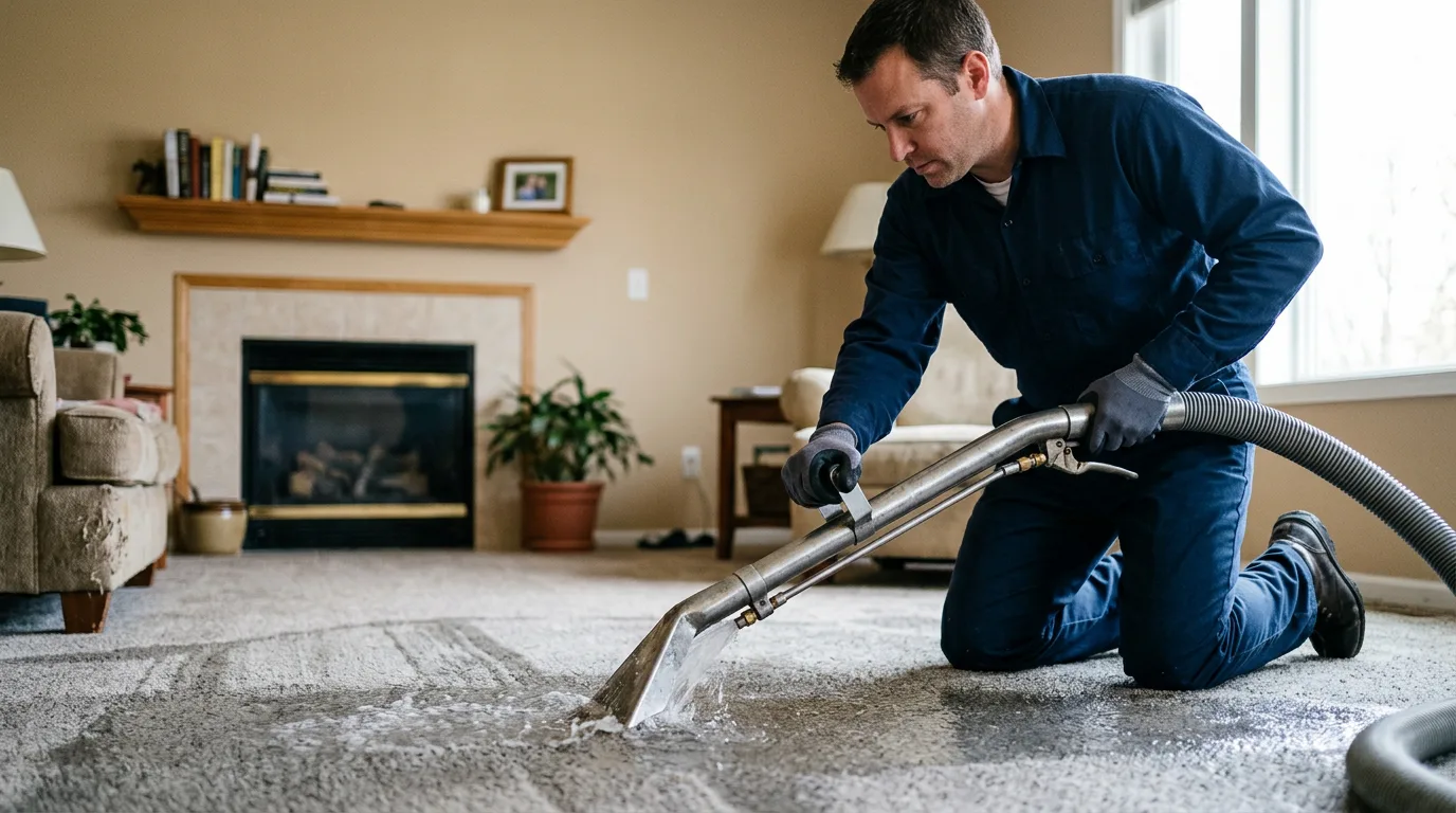 Water damage restoration technician working near Fluvanna, TX